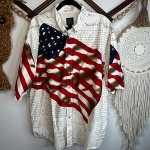Cotton Traders Sport American Flag Constitution Patriotic Button Down